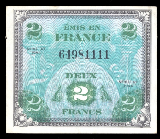 2 Francs ... WW2  France 1944 Allied Military Bank Note
