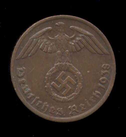 1938-A... 1 Pfennig ... Nazi Old German Coin
