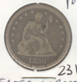1858 SEATED LIBERTY QUARTER