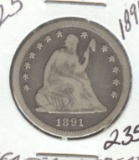 1891-S SEATED LIBERTY QUARTER