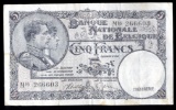5 Francs ... 1938 Belgium Bank Note