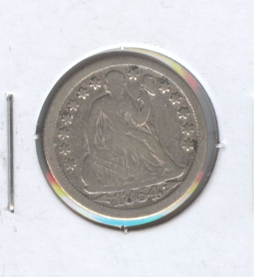 1854-O W/ARROWS LIBERTY SEATED DIME