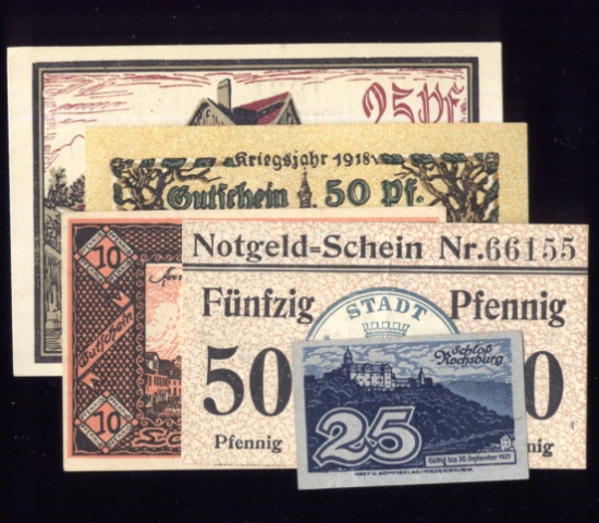 5 Notes ... 1920 Notgeld ... Old Money