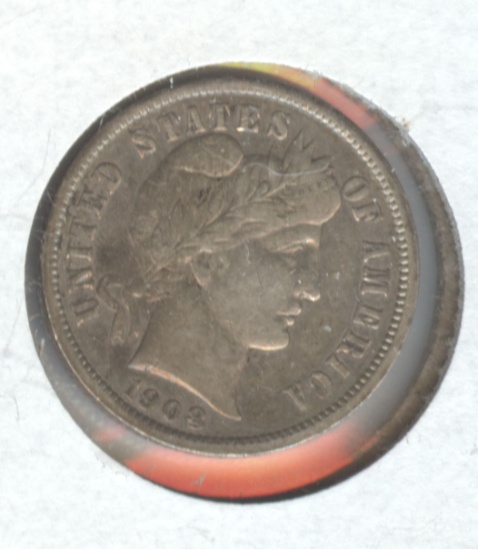 1908 BARBER DIME