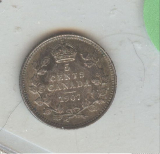 1907 CANADA 5c SILVER