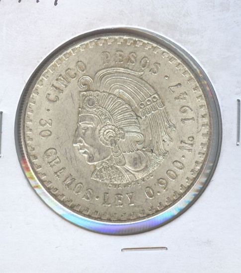 1947 MEXICO CUAUHTEMOC 5 PESO