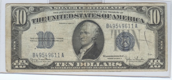 SERIES 1934-D $10 SILVER CERTIFICATE