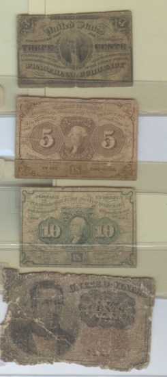 4 DIFFERENT FRACTIONAL CURRENCY NOTES