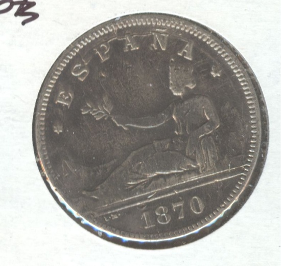 1870 SPAIN, 2 PESETAS