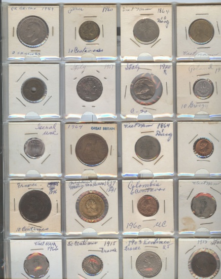 20 VARIOUS FOREIGN COINS/TOKEN