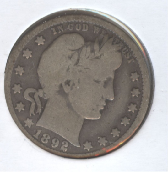 1892-O BARBER QUARTER