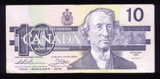 1989 ... $10 ... Old Canada Banknote