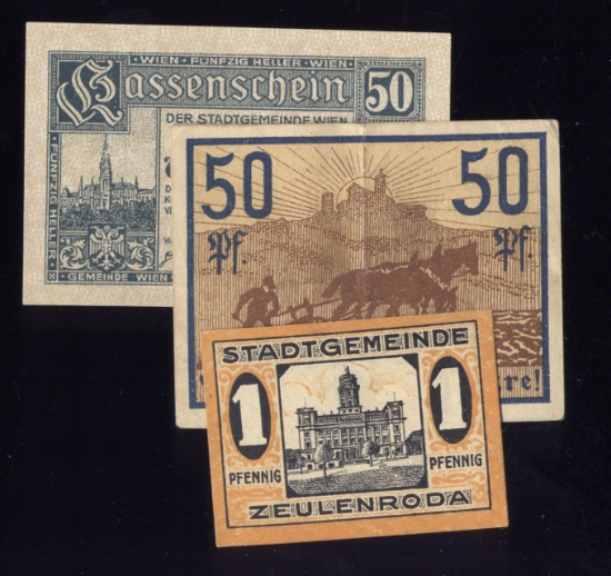 3 Notes ... 1920 Notgeld ... Old Money