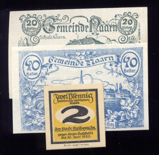 3 Notes ... 1920 Notgeld ... Old Money