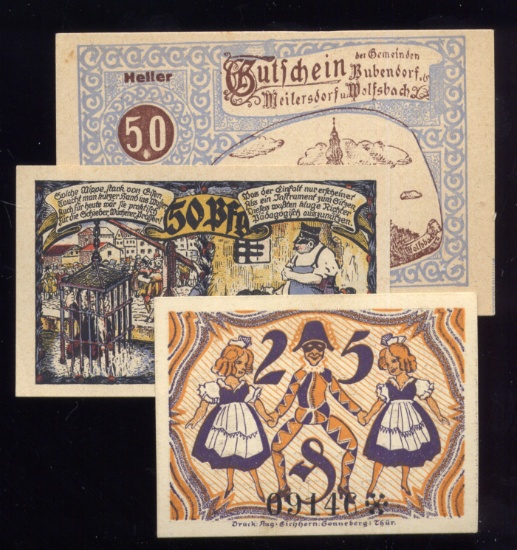 3 Notes ... 1920 Notgeld ... Old Money