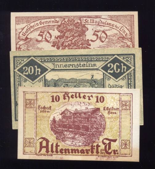 3 Notes ... 1920 Notgeld ... Old Money