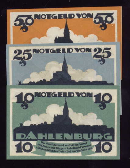3 Note Set ... 1920 Notgeld ... Old Money