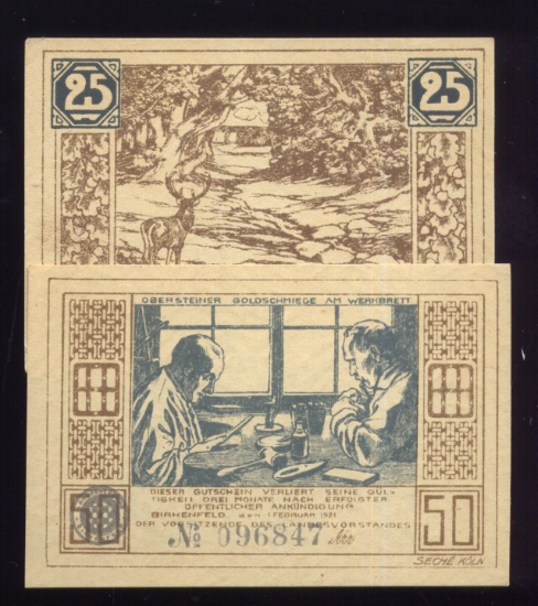 2 Notes ... 1920 Notgeld ... Old Money