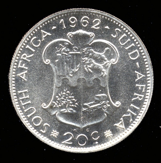 * 1962 ... 20 Cents ... UNC - Silver ... South Africa