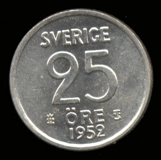 * 1952 ... 25 Ore ... UNC - Silver ... Sweden