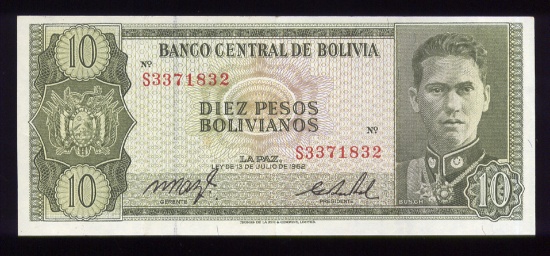 10 Pesos ... Old Bolivia Banknote