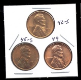 3 RED BU UNC ... Lincoln Wheat Back Cents