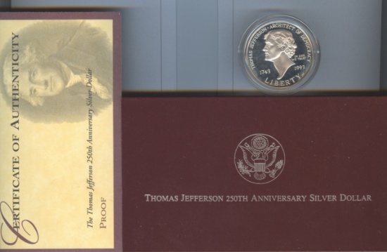 1993-S THOMAS JEFFERSON COMMEM SILVER DOLLAR