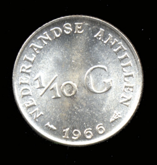 * 1966 ... BU  1/10 Gulden - Silver ... Netherlands Antilles