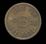 Pitsburgh, PA ... 1930 Burrelli Transit ... Good for 1 Fare ... Old Token