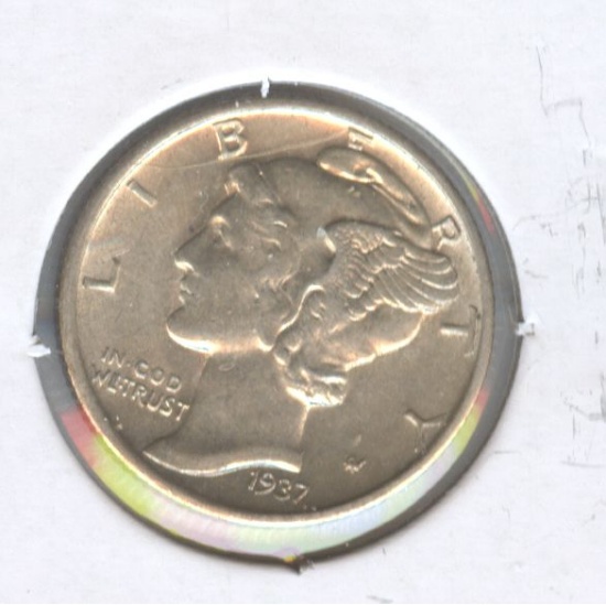 1937-D MERCURY DIME