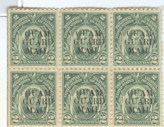 MNH BLOCK OF 6 GUAM GUARD MAIL