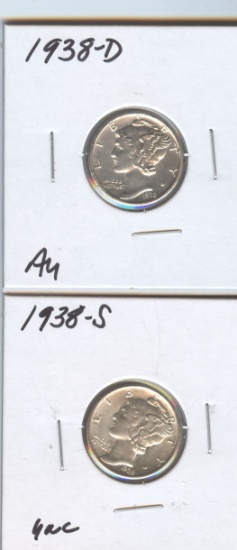 1938-D&S MERCURY DIMES
