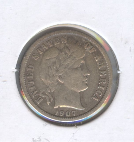 1907 BARBER DIME
