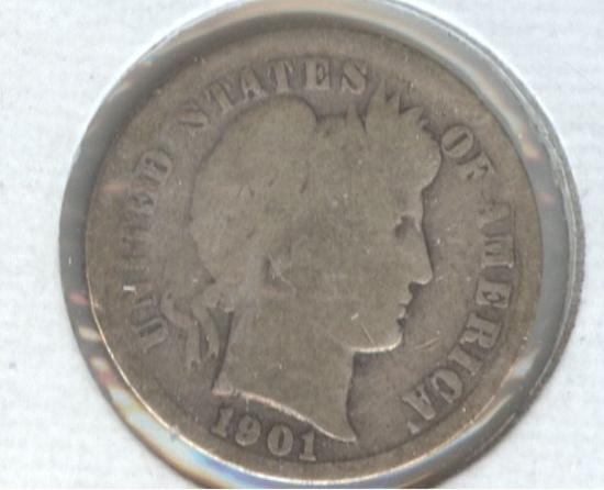 1901 BARBER DIME