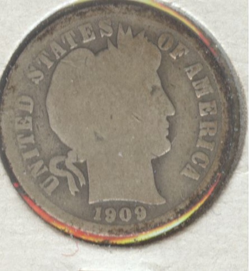 1909 BARBER DIME