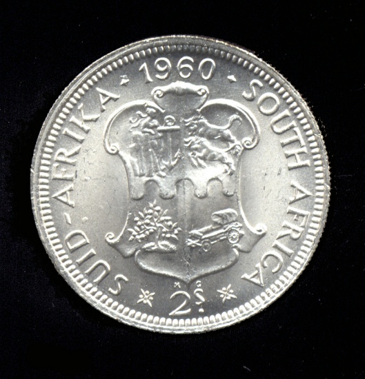* 2 Shillings ... 1960 ... BU Silver ... South Africa