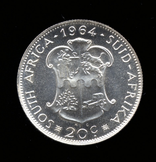 * 20 Cents ... 1964 ... BU Silver ... South Africa