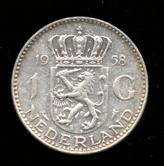 * 1 Gulden ... 1958 ... Silver ... Netherlands