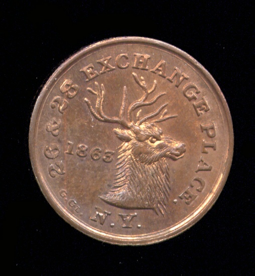 1863 Civil War Era Store Card ... UNC  Red / Brown (value $120)