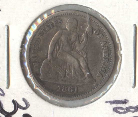1861 SEATED LIBERTY DIME