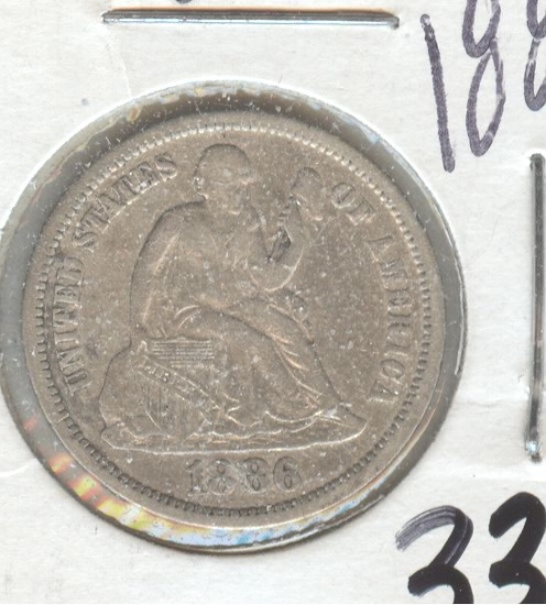 1886 SEATED LIBERTY DIME