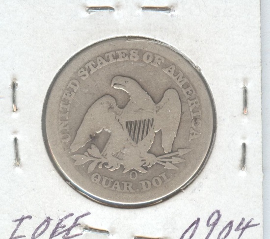 1859-O SEARED LIBERTY QUARTER