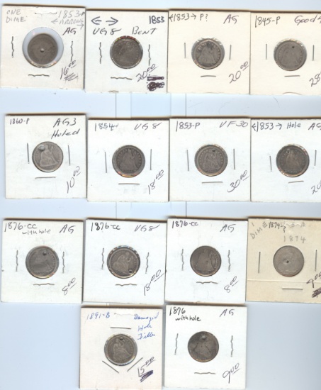 14 SEATED LIBERTY DIMES