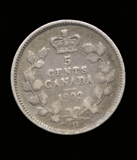 1902 ... Large "H" ... 5 Cent - Silver ... Canada