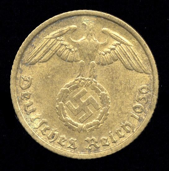 1939-B ... 10 Pfennig ... Old Nazi German Coin
