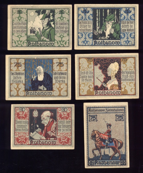 6 Note Set ... 1921 Notgeld ... Old Money