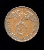 1937-A ... 2 Pfennig ... Old Nazi German Coin