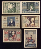 6 Note Set ... 1921 Notgeld ... Old Money