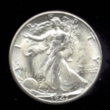 1947 ... GEM BU UNC ... Walking Liberty Half Dollar