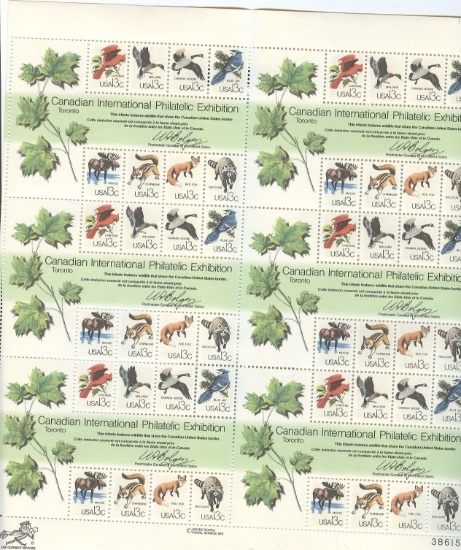 MINT SHEET U.S. CANADIAN INTERNATIONAL PHILATELIC EXPO